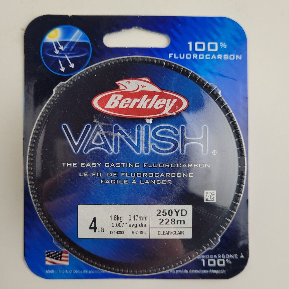 BERKLEY VANISH- Easy Casting 100% Fluorocarbon, 4 LB, 250 yd